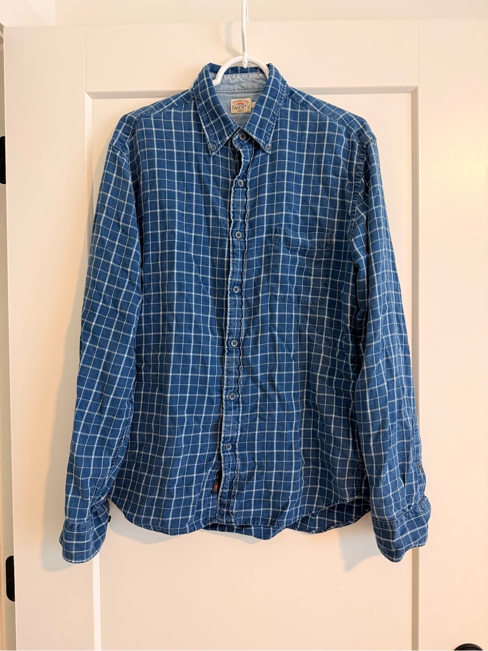 Faherty Blue Windowpane Button-Down Shirt